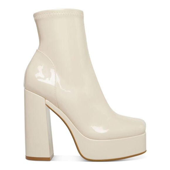 STEVE MADDEN Womens Beige 1-1/2" Platform Bianca Toe Block Heel Booties 9 M - Picture 3 of 5